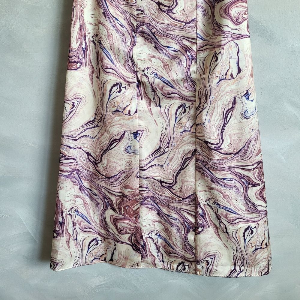 NWT SCOTCH & SODA Satin Feel Knotted Marble Midi Skirt Size XS - Picture 5 of 15
